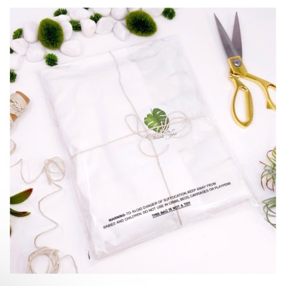 50 Clear Self-Adhesive Packaging Bags 14x19” Poly Bags with Warning Label